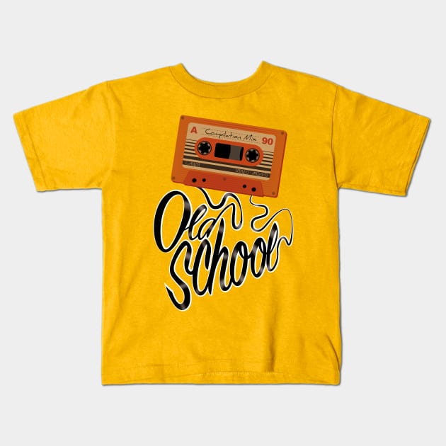 retro old school casette tape Kids T-Shirt by MissCactusArt